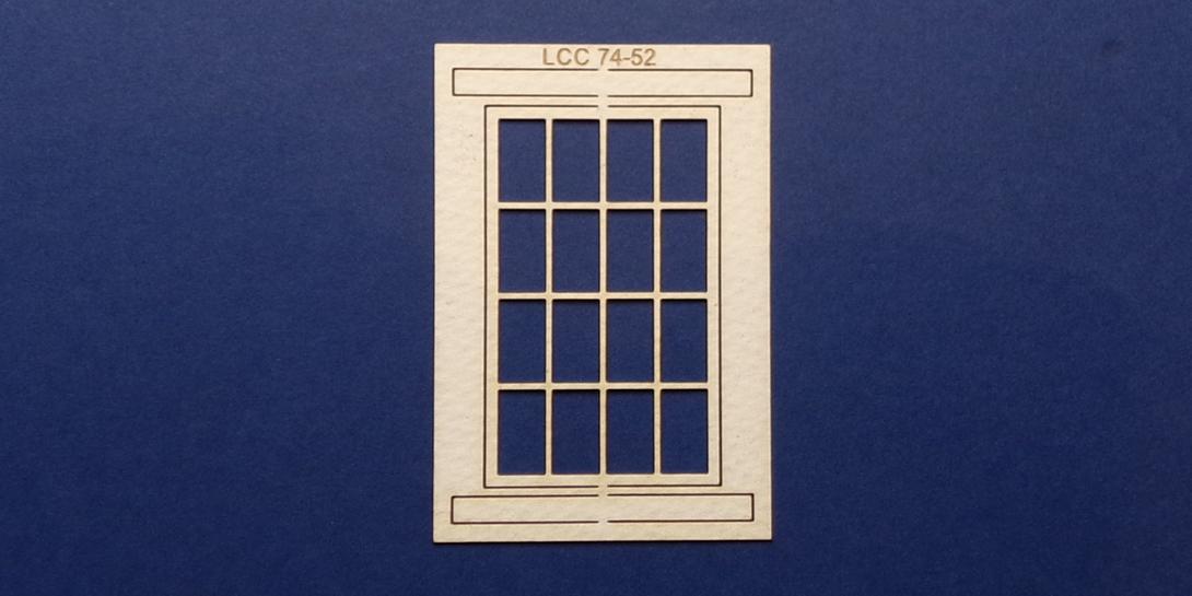 LCC 74-52 O gauge rectangular industrial window Industrial window fixture. Compatible with LCC 74-07.
